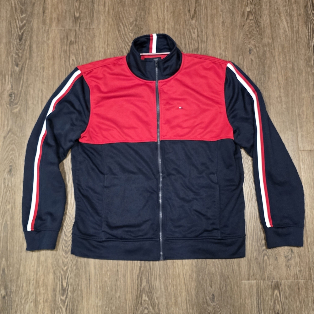 Tommy Hilfiger Navy and Red Track Jacket Size XXL
